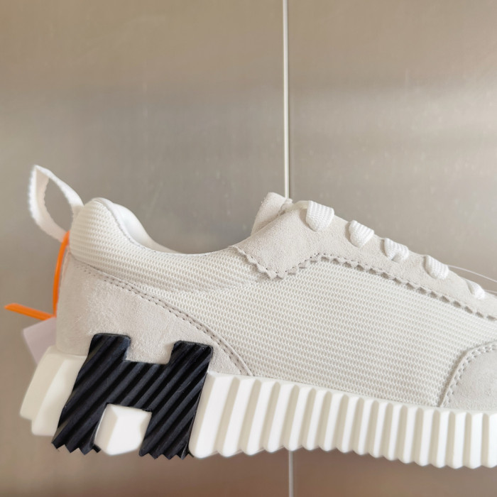 [plus-size shoes]Bouncing Couple Style Mesh & Genuine Leather Breathable Sneakers 4 colors 29085183