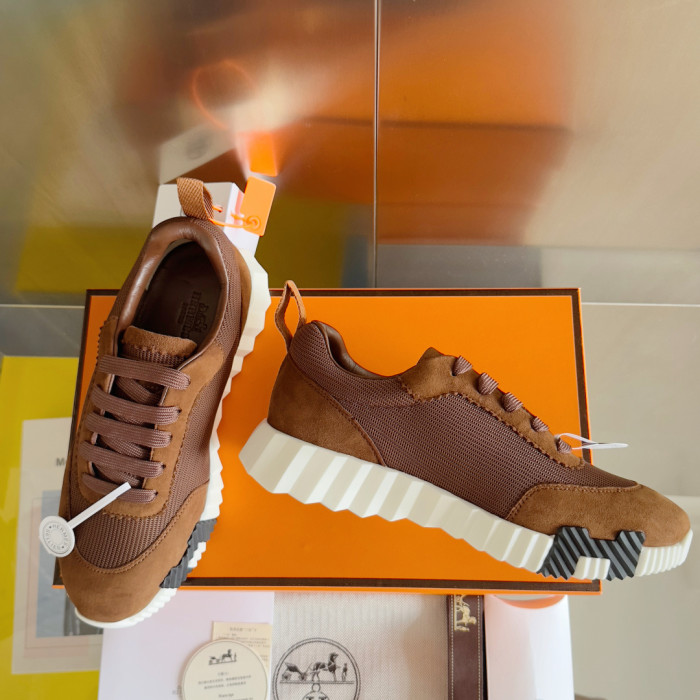 [plus-size shoes]Bouncing Couple Style Mesh & Genuine Leather Breathable Sneakers 4 colors 29085183