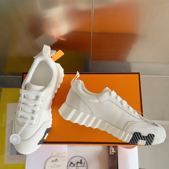 [plus-size shoes]Bouncing Couple Style Mesh & Genuine Leather Breathable Sneakers 4 colors 29085183