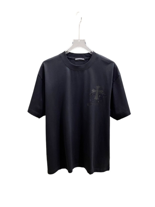 1:1 quality version Oversized Distressed Black Gothic Cross Rhinestone Graphic T-Shirt 29089693