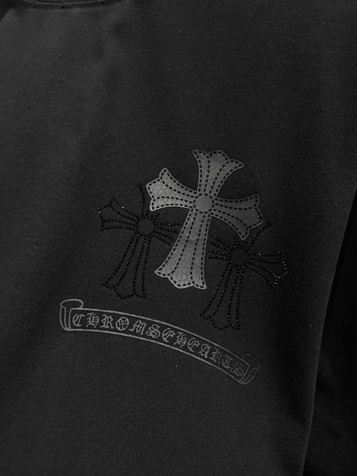 1:1 quality version Oversized Distressed Black Gothic Cross Rhinestone Graphic T-Shirt 29089693