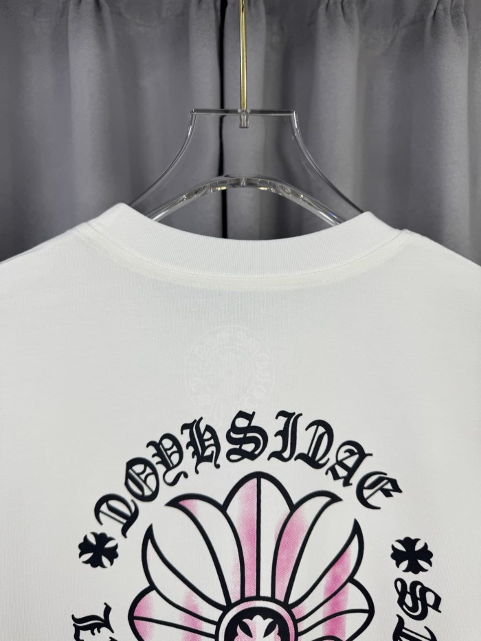 1:1 quality version White Purple Horseshoe Sanskrit Cross Print Crew Neck T-Shirt 29090160