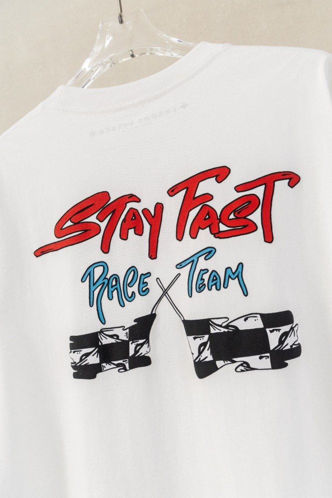 1:1 quality version Oversized White  Stay Fast  Race Flag Graphic Pocket T-Shirt 29089784