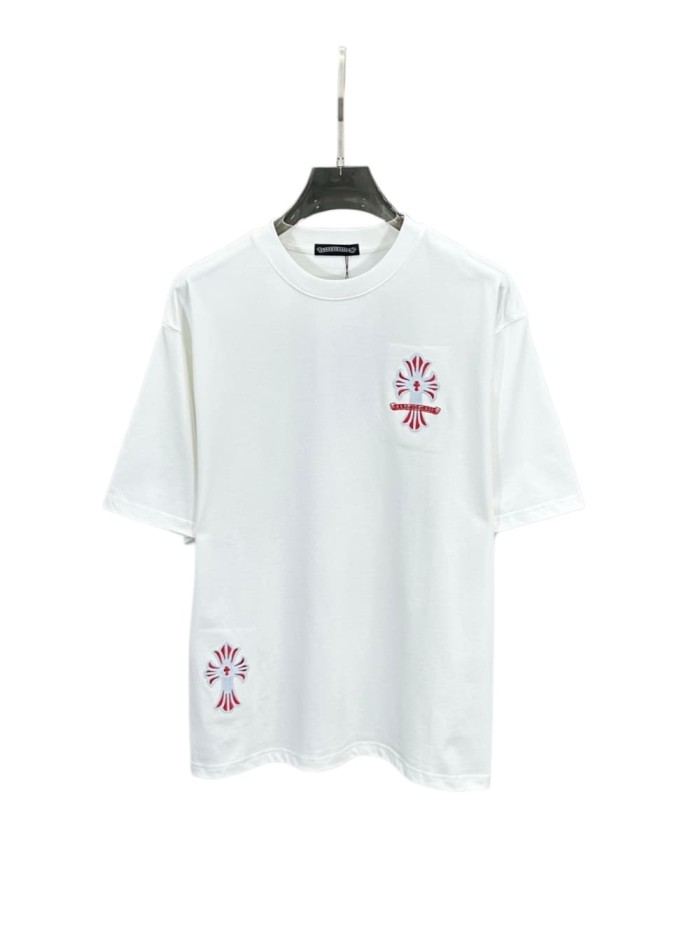 1:1 quality version Unisex Oversized Gothic Red Cross Embroidery T-Shirt 29089787