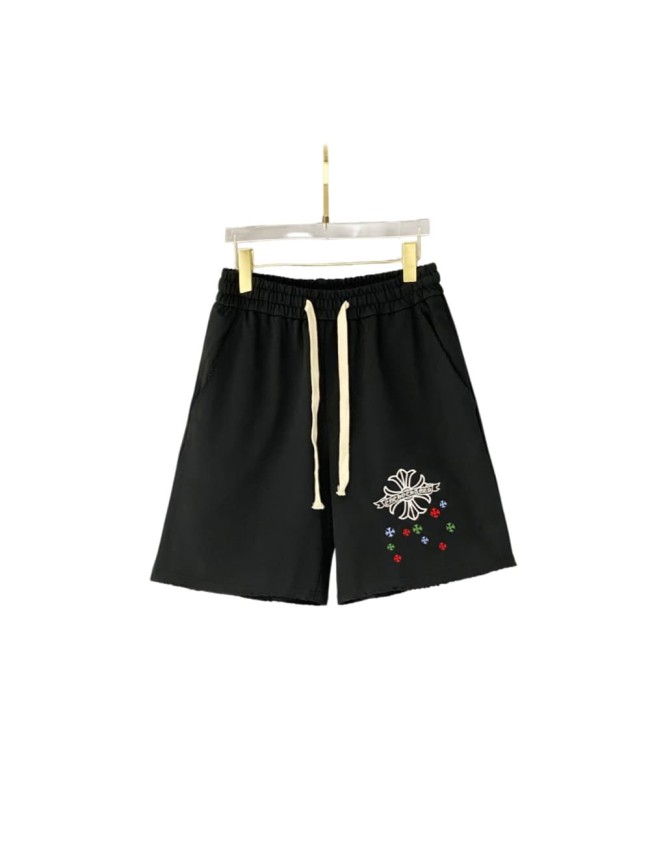 1:1 quality version Oversized Heavyweight Cotton Black Multi-Color Cross Embroidered Sweat Shorts 29089918