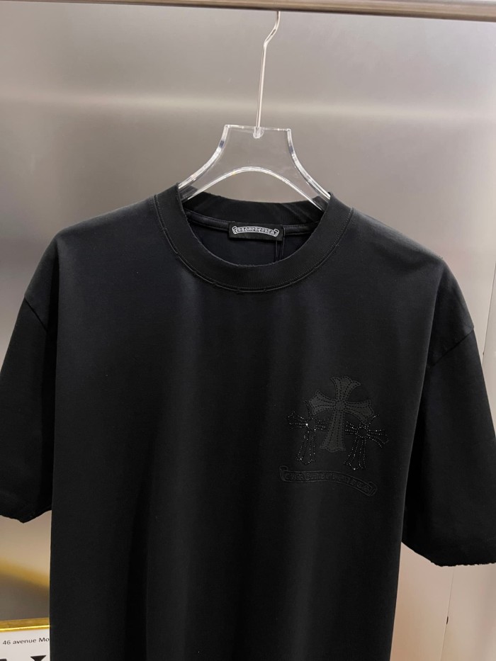 1:1 quality version Oversized Distressed Black Gothic Cross Rhinestone Graphic T-Shirt 29089693