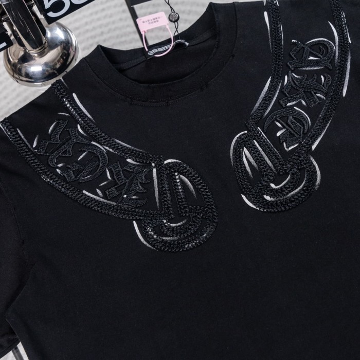 1:1 quality version Heavy Craft Hollow Carving & Horseshoe Sanskrit Embroidery T-Shirt 2 colors 29089879