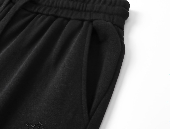 Heavyweight Cotton Black Cross & Rhinestone Embroidered Sweat Shorts 29089927