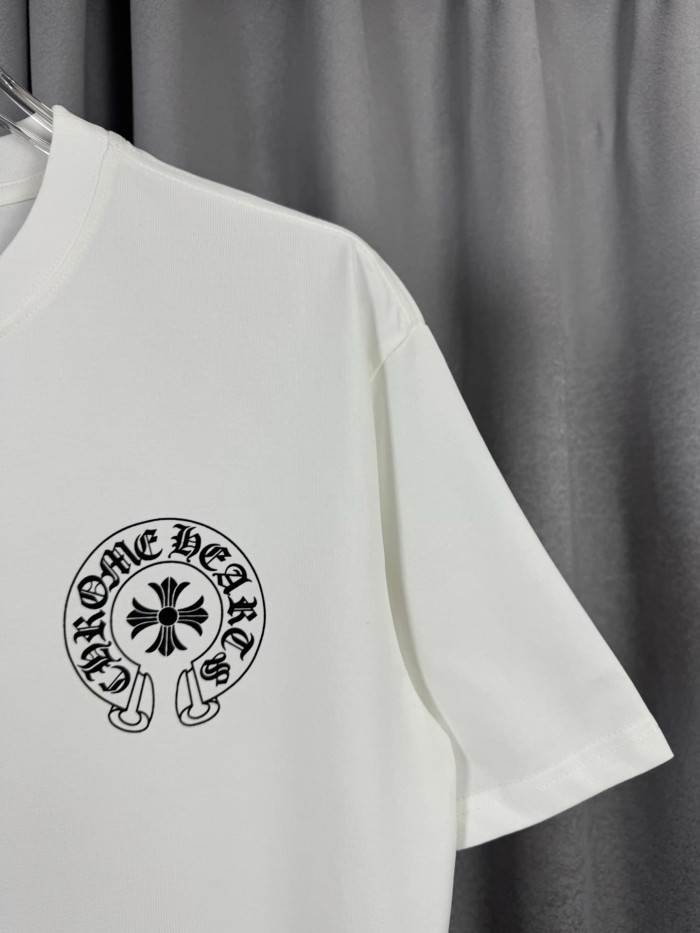 1:1 quality version White All Over Print Horseshoe Sanskrit Cross Crew Neck T-Shirt 29092012
