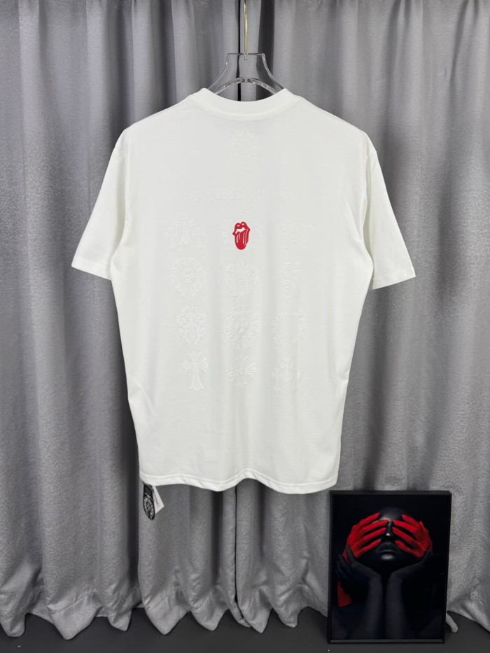 1:1 quality version White All Over Print Horseshoe Sanskrit Cross Crew Neck T-Shirt 29092012