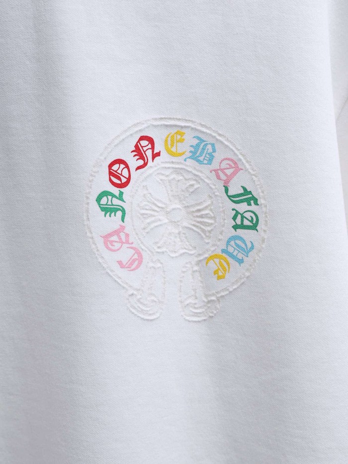 1:1 quality version Rainbow Embroidered Horseshoe Cross Crew Neck T-Shirt 2 colors 29092132