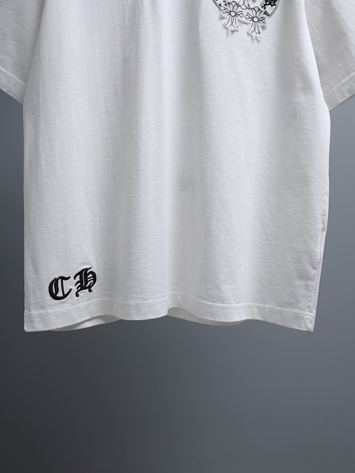 1:1 quality version Cut-Out Cross Applique Horseshoe Print Crew Neck T-Shirt 2 colors 29092126