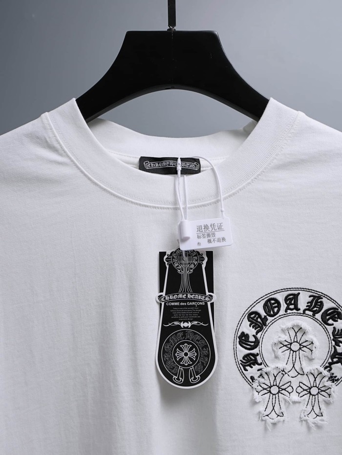 1:1 quality version Cut-Out Cross Applique Horseshoe Print Crew Neck T-Shirt 2 colors 29092126