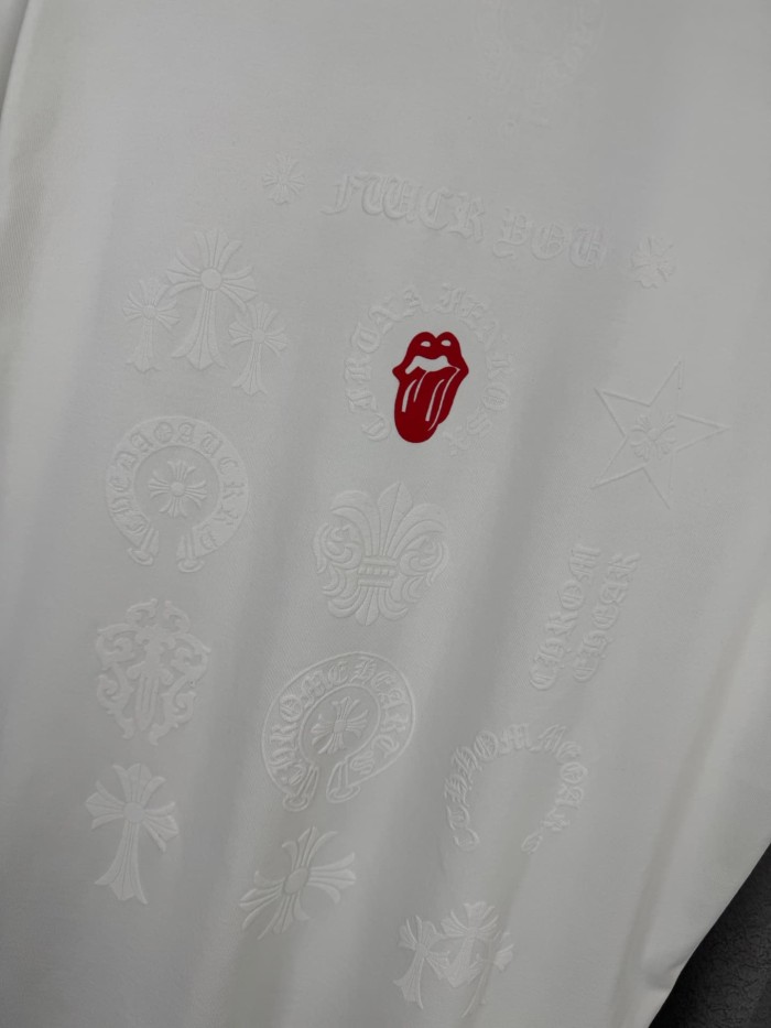 1:1 quality version White All Over Print Horseshoe Sanskrit Cross Crew Neck T-Shirt 29092012