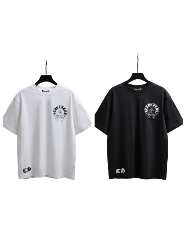 1:1 quality version Cut-Out Cross Applique Horseshoe Print Crew Neck T-Shirt 2 colors 29092126