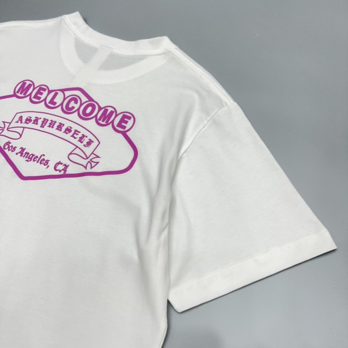 1:1 quality version Pink Logo & Sanskrit Neckline Letter Los Angeles T-Shirt 2 colors 29094030
