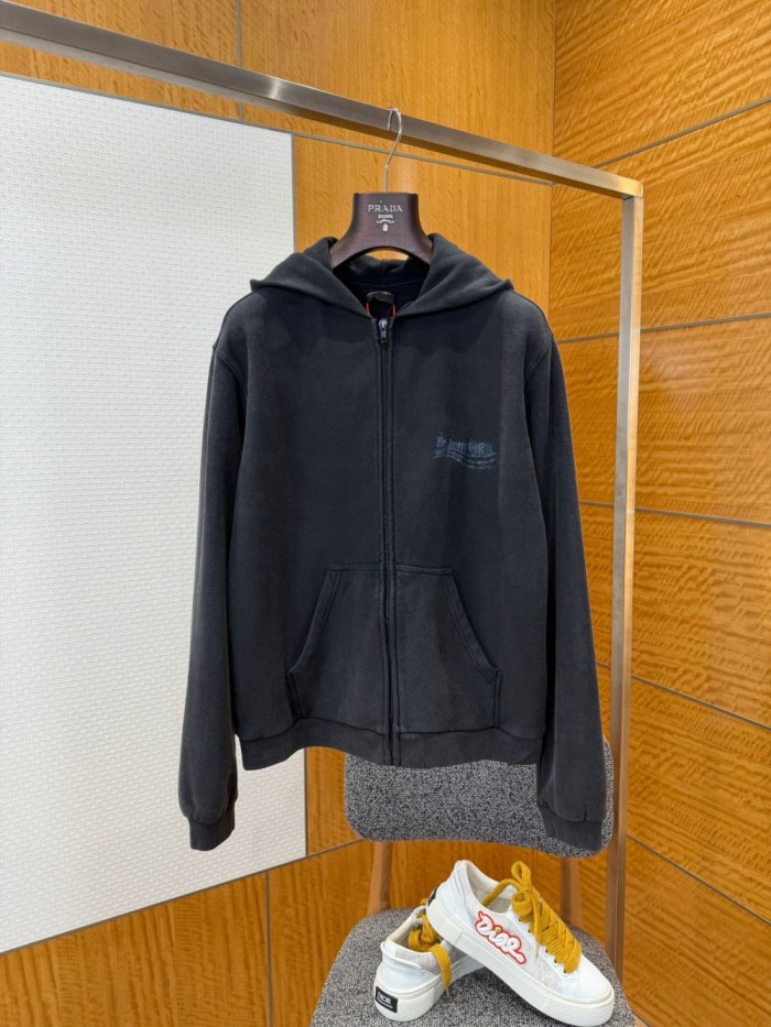 1:1 quality version Art Graffiti Printed Washed Zip Hoodie 29093638