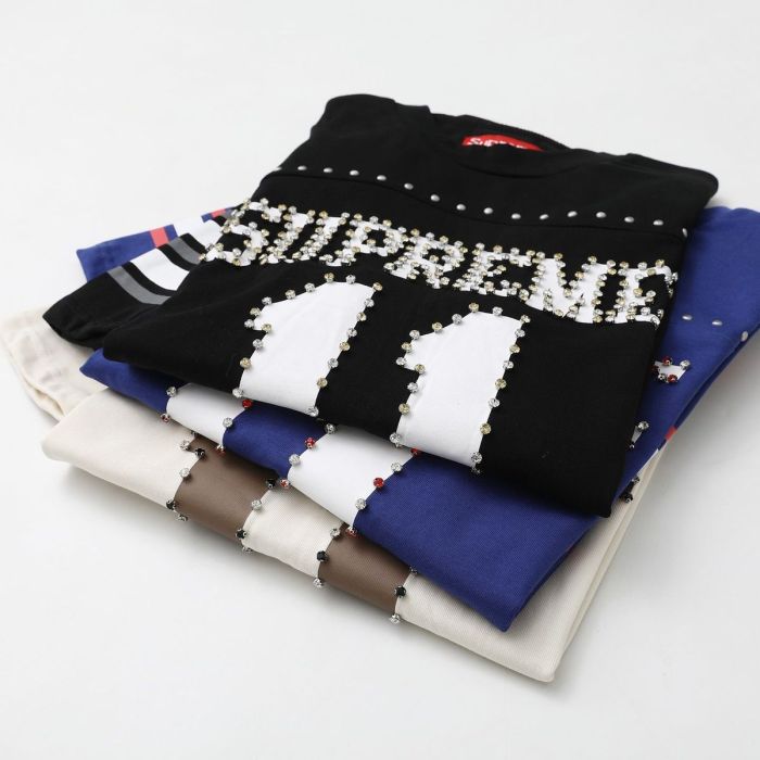 1:1 quality version Striped No.11 Rhinestone Inlaid Football Style Tee 3 colors 29093703