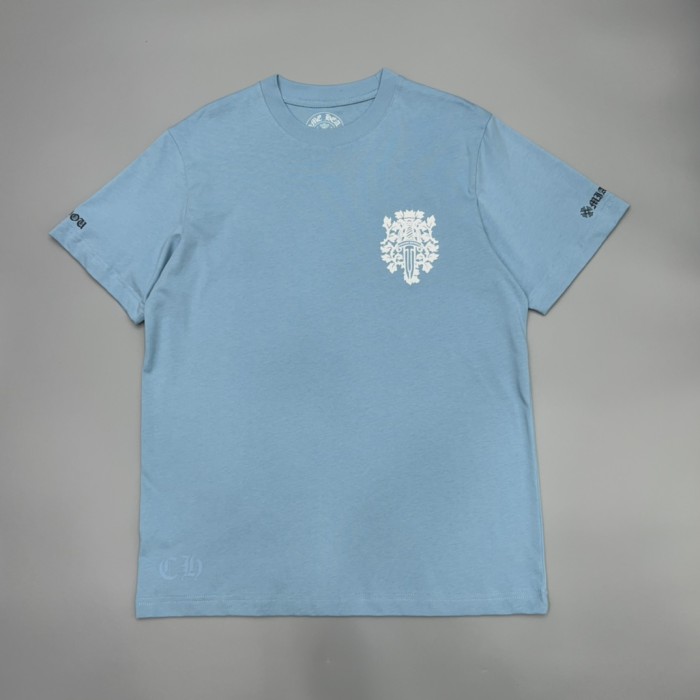 1:1 quality Sky Blue Custom Dyed Letter & Dagger Print T-Shirt 29093724