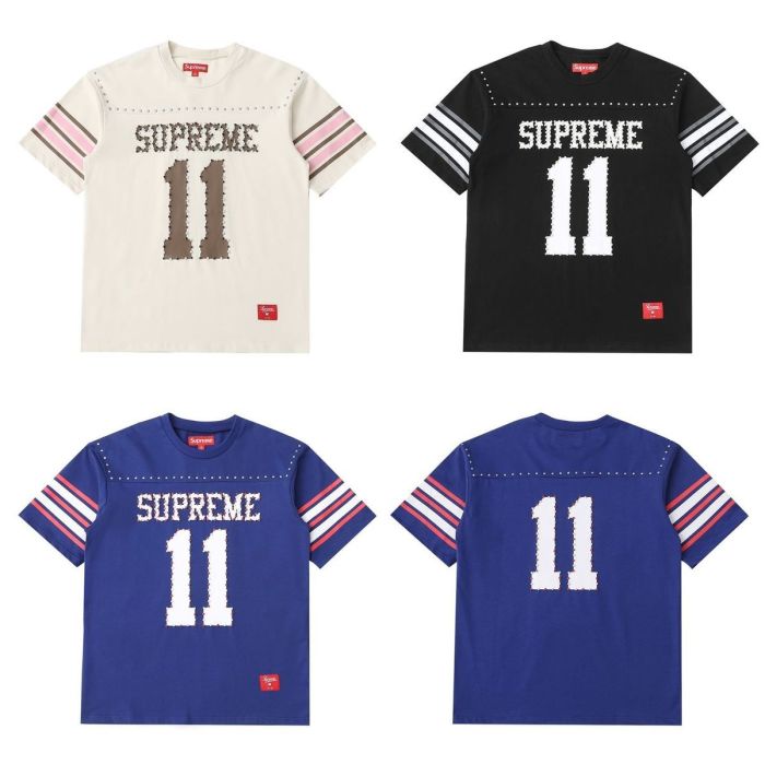 1:1 quality version Striped No.11 Rhinestone Inlaid Football Style Tee 3 colors 29093703