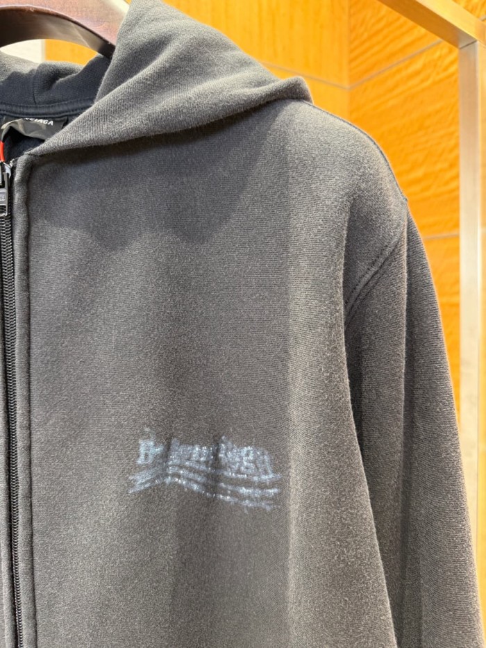 1:1 quality version Art Graffiti Printed Washed Zip Hoodie 29093638