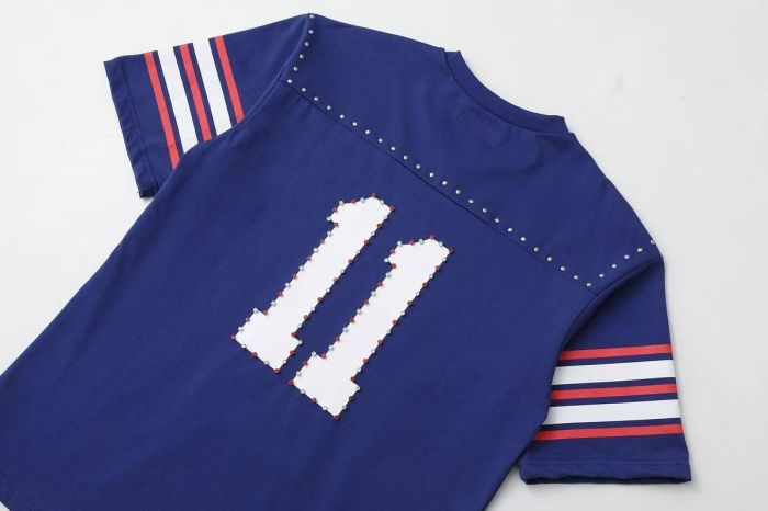 1:1 quality version Striped No.11 Rhinestone Inlaid Football Style Tee 3 colors 29093703