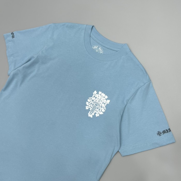 1:1 quality Sky Blue Custom Dyed Letter & Dagger Print T-Shirt 29093724