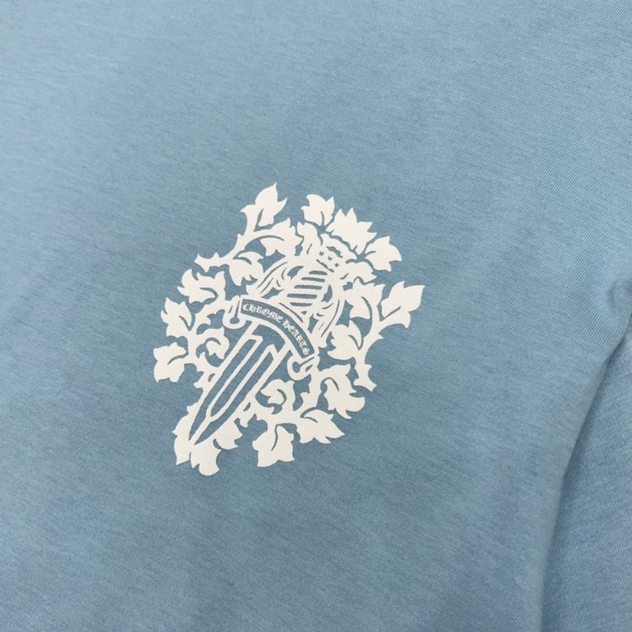 1:1 quality Sky Blue Custom Dyed Letter & Dagger Print T-Shirt 29093724