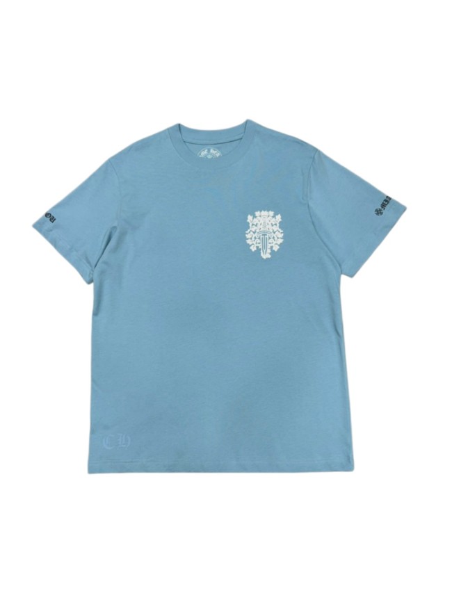 1:1 quality Sky Blue Custom Dyed Letter & Dagger Print T-Shirt 29093724