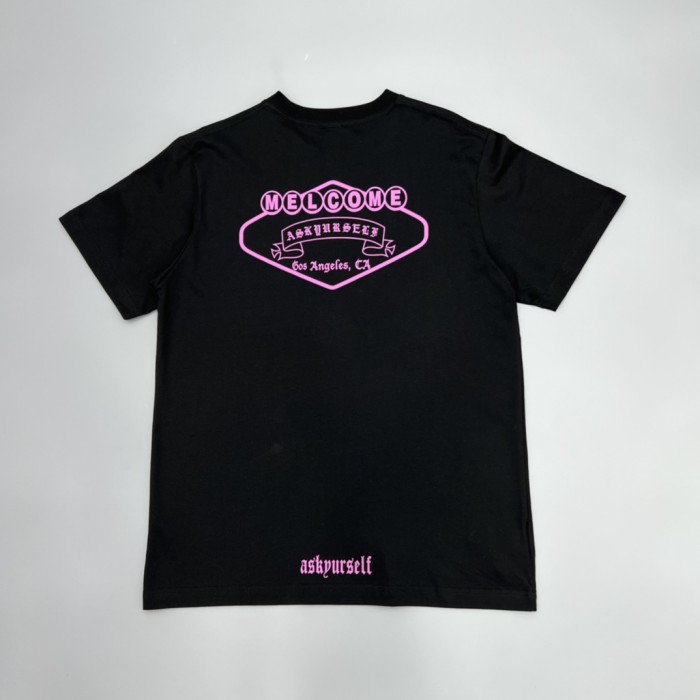 1:1 quality version Pink Logo & Sanskrit Neckline Letter Los Angeles T-Shirt 2 colors 29094030