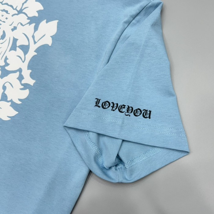 1:1 quality Sky Blue Custom Dyed Letter & Dagger Print T-Shirt 29093724