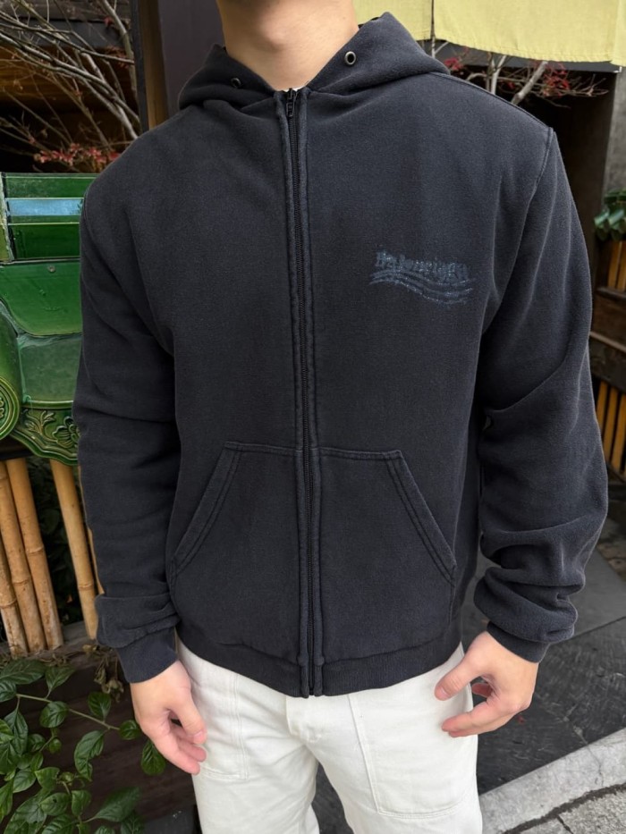 1:1 quality version Art Graffiti Printed Washed Zip Hoodie 29093638