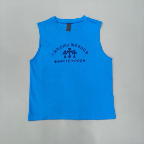 1:1 quality version Tokyo Paris Limited Blue Embroidery Cross Flocked Cotton Tank Top Vest 29093457