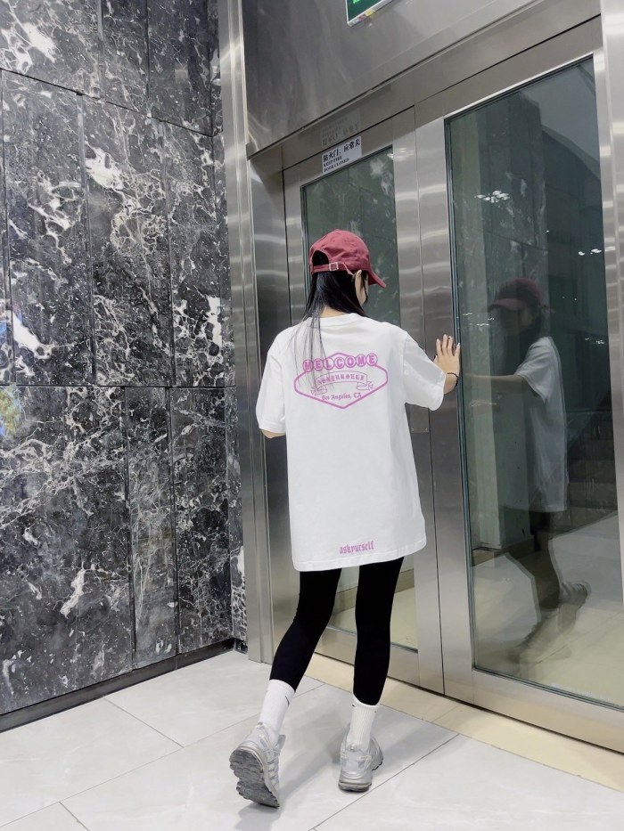 1:1 quality version Pink Logo & Sanskrit Neckline Letter Los Angeles T-Shirt 2 colors 29094030
