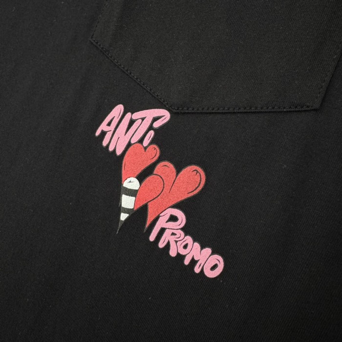 1:1 quality version  Anti Promo Multicolor Graffiti Cartoon Figure Print Pocket T-Shirt 2 colors 29093997