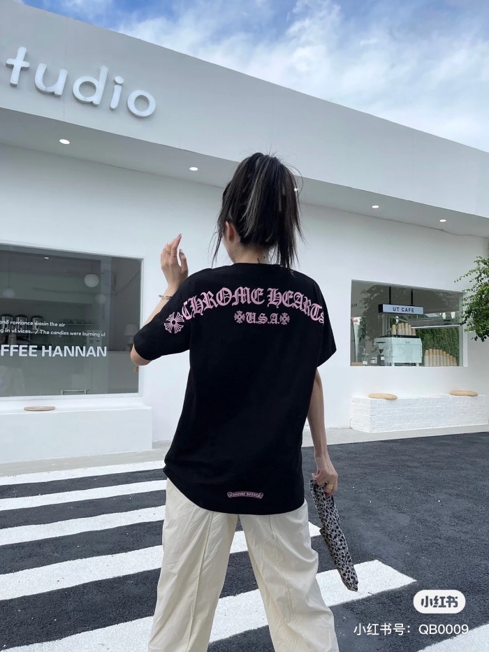 1:1 quality version Pink Label Letter Embroidery Mouth Sanskrit Print T-Shirt 29093531