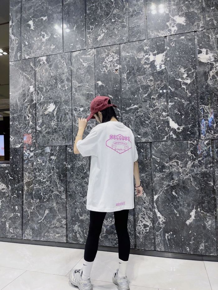 1:1 quality version Pink Logo & Sanskrit Neckline Letter Los Angeles T-Shirt 2 colors 29094030