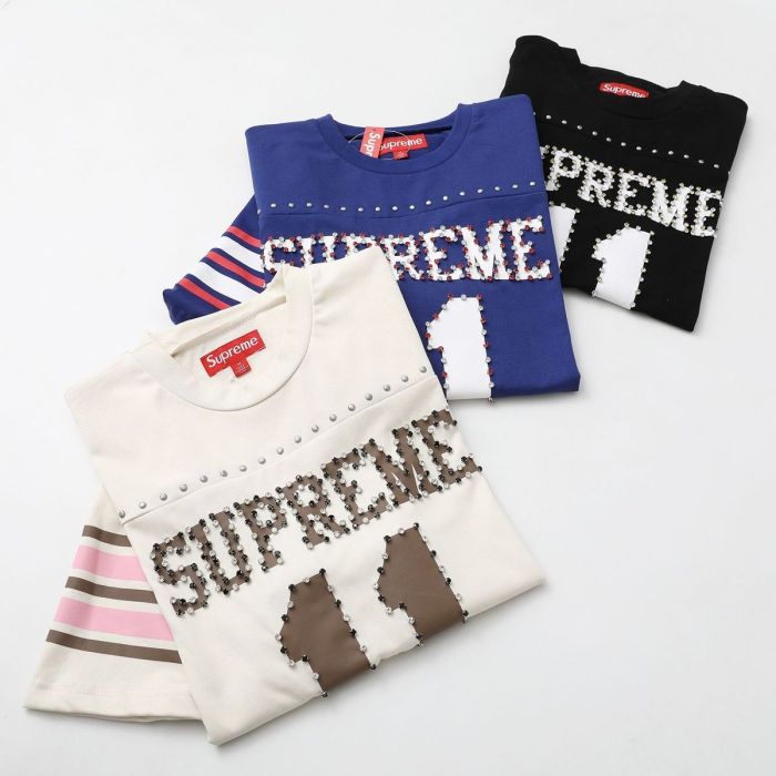 1:1 quality version Striped No.11 Rhinestone Inlaid Football Style Tee 3 colors 29093703