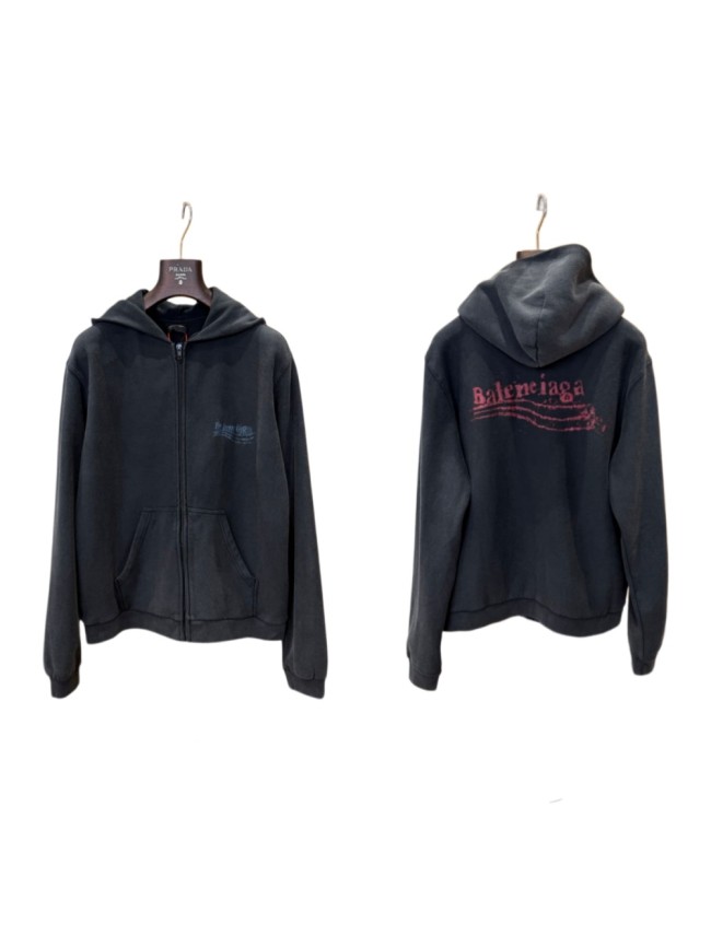 1:1 quality version Art Graffiti Printed Washed Zip Hoodie 29093638