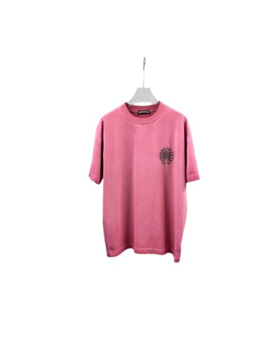 1:1 quality version Distressed Neckline Gothic Letter & Cross Print Vintage Pink T-Shirt 29098031