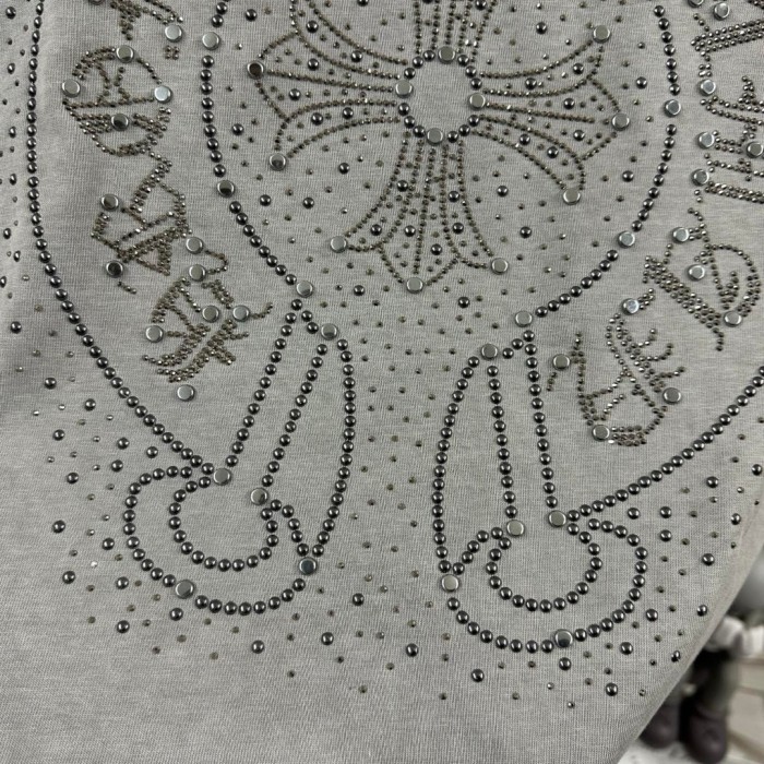 1:1 quality version Crystal Horseshoe & Cross Logo Washed Black Distressed T-Shirt 2 colors 29098022