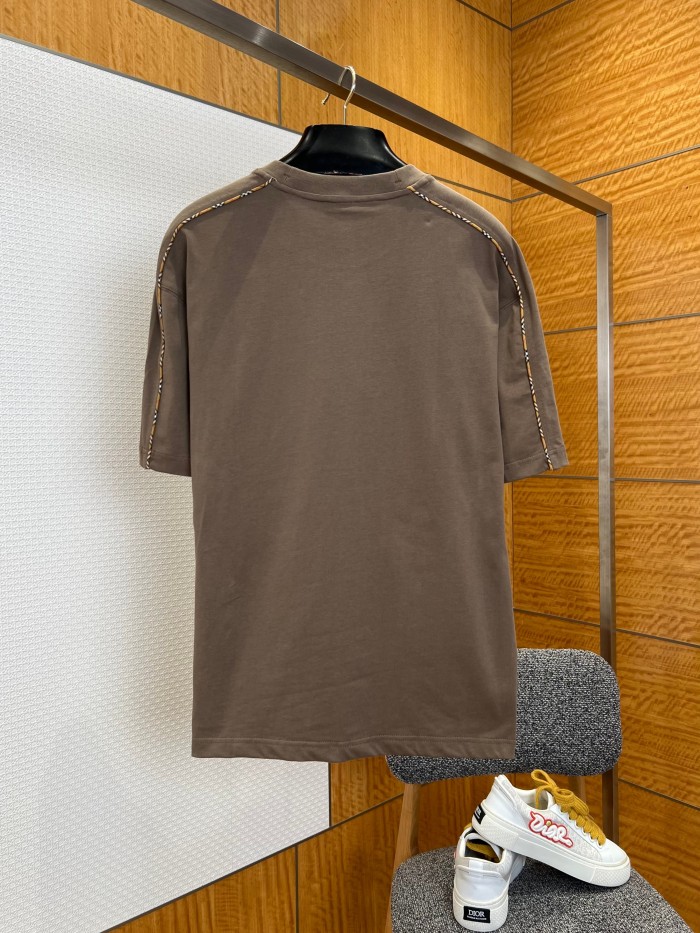 1:1 quality version Classic Plaid Strap Embroidered Crewneck T-shirt 3 colors 29105472