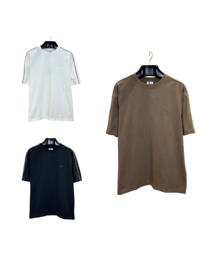 1:1 quality version Classic Plaid Strap Embroidered Crewneck T-shirt 3 colors 29105472
