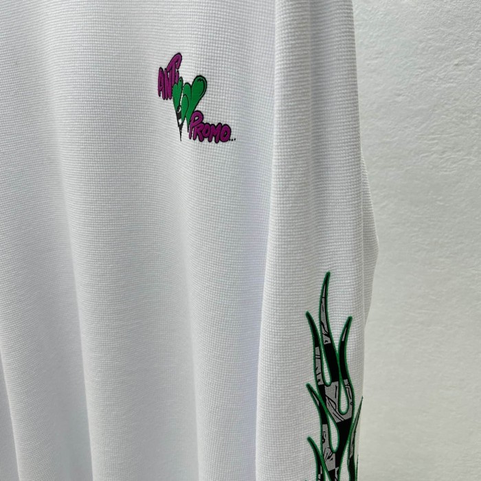1:1 quality version Graffiti Heart Logo & Sleeve Checkered Flames Waffle Knit Long Sleeve T-Shirt 29105286
