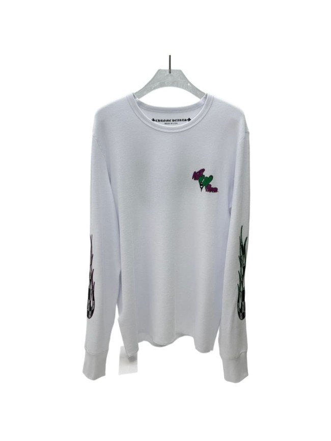 1:1 quality version Graffiti Heart Logo & Sleeve Checkered Flames Waffle Knit Long Sleeve T-Shirt 29105286