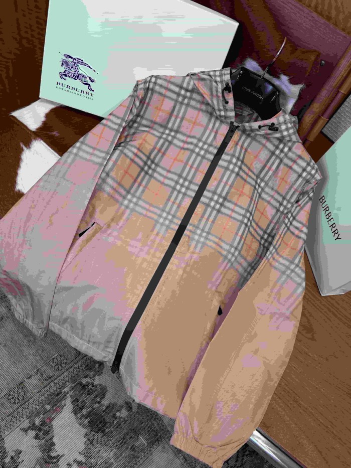 Ombre Plaid Hooded Casual Jacket 29105368