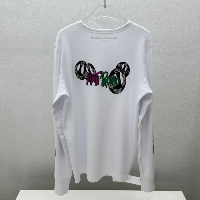 1:1 quality version Graffiti Heart Logo & Sleeve Checkered Flames Waffle Knit Long Sleeve T-Shirt 29105286