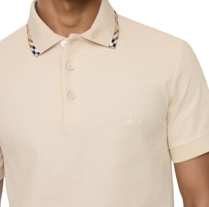 1:1 quality version Plaid Collar Embroidered Mesh Cotton Casual Polo Shirt 29105520