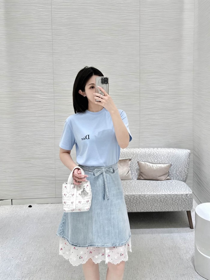 1:1 quality version Combed Cotton Letter Embroidery Crew Neck T-Shirt 3 colors 29106660