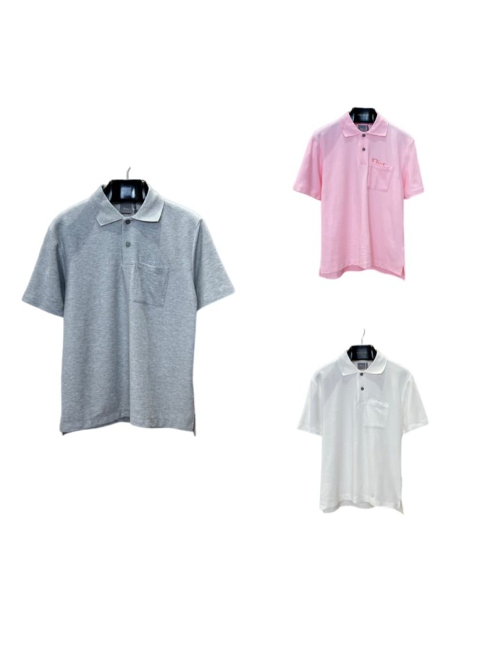 1:1 quality version  Minimal Embroidery Pocket Pique Cotton Short Sleeve Polo Shirt 3 colors 29106649